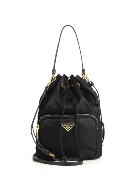 prada mini nylon & leather bucket bag|Prada Mini Bags .